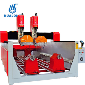 Machine de routeur de pierre CNC à double tête 4 axes HUALONG avec lames verticales pour granit de marbre HLSD-1830-3D